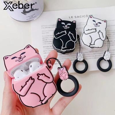 Cartoon Cat AirPods Case - Glow Mart Direct