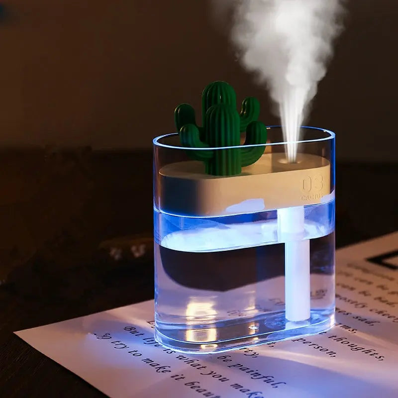 160ML Ultrasonic Air Humidifier Clear Cactus Color Light USB Essential Oil Diffuser Car Purifier Aroma Diffusor Anion Mist Maker - Image #1