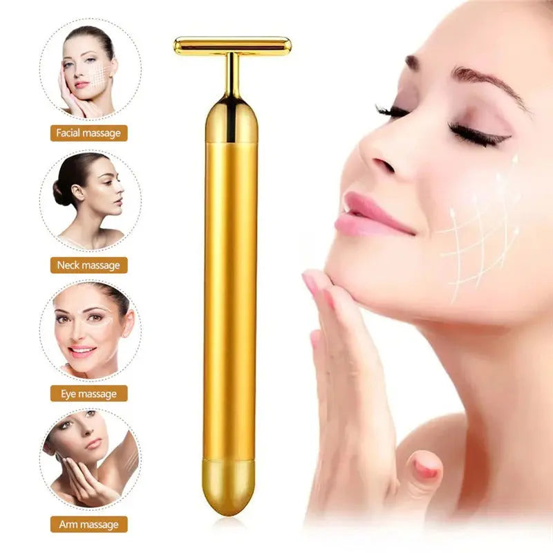 Energy 24K Gold T Beauty Bar Facial Roller Massager - Glow Mart Direct